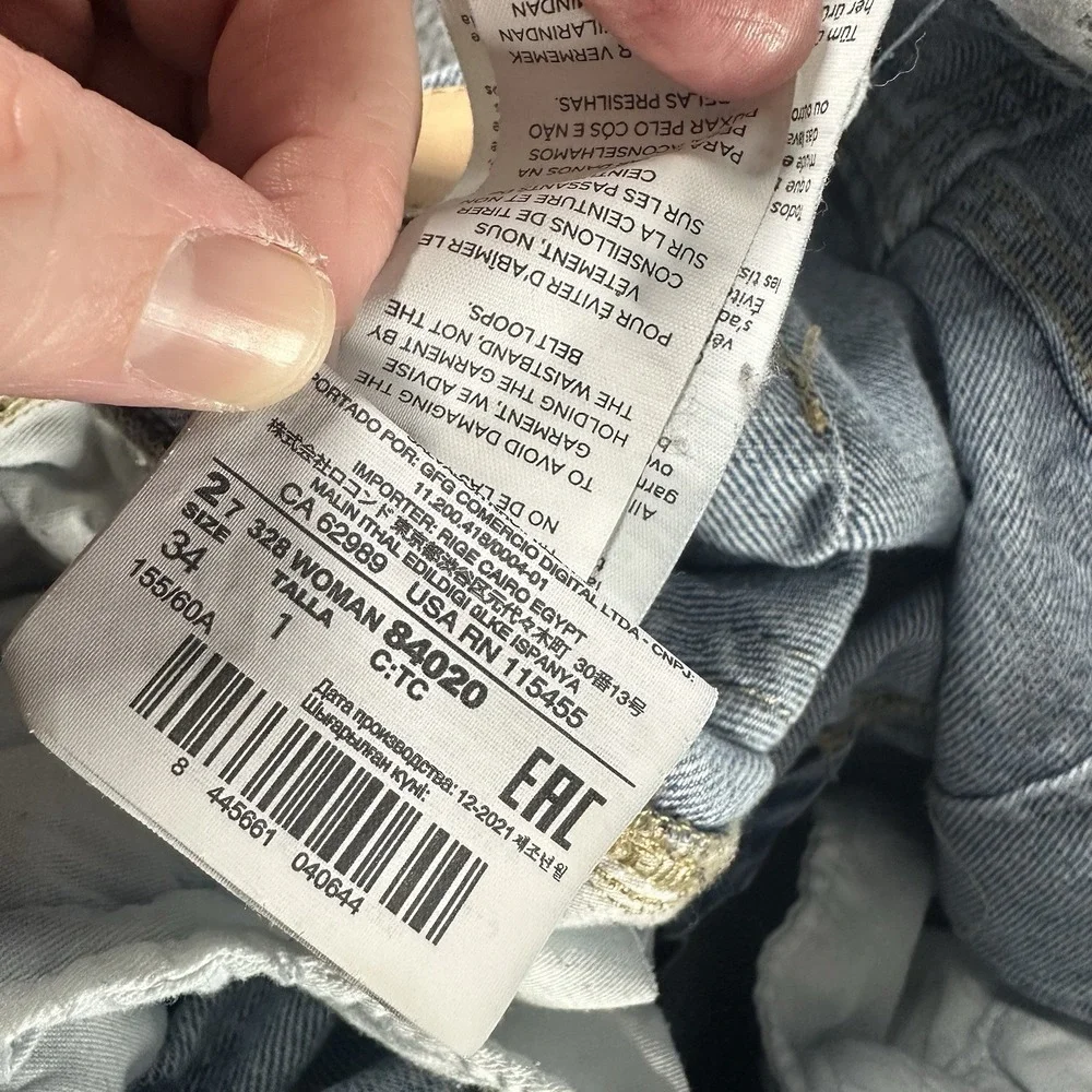 MNG Mango Jeans Womens 2 Wide Leg High Waisted Relaxed Raw Hem 26x31 - Picture 9 of 10